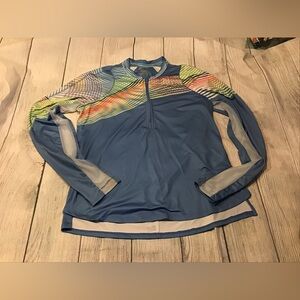 Lucky in love blue long sleeve womans activewear shirt size Small